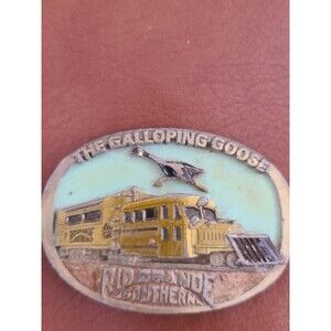 The Galloping Goose RIO GRANDE SOUTHERN Train Pewter Belt Buckle  C+J 1988